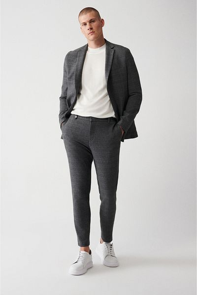 Avva Men's Gray Flexible Side Elastic 360 Degree Suit - A32Y3251