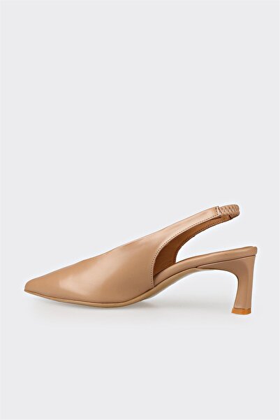 Elle Shoes Naturel Deri Kadın Topuklu Ayakkabı