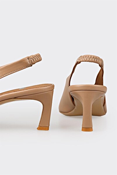Elle Shoes Naturel Deri Kadın Topuklu Ayakkabı