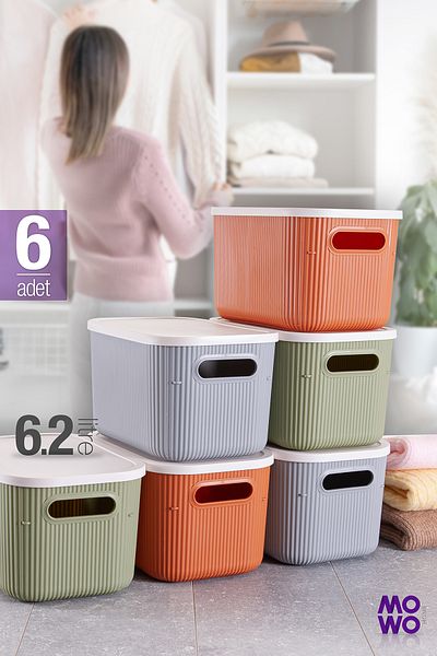 Mowo Home Trove 6 bucăți 6,2 Lt cutie, cutie de depozitare, coș, bijuterii machiaj baie organizator bucătărie