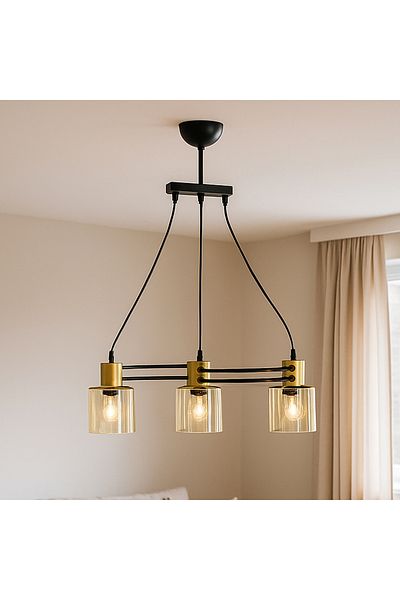 Correx Wave 3-Piece Black/Honey Chandelier Set