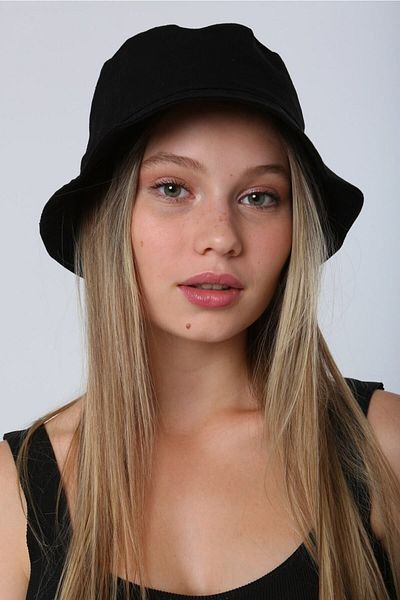 Luminos Butik Cotton Material Black Bucket Hat - Wide Brim, Summer Spk09