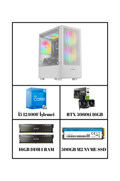 RAMTECH BİLGİSAYAR GLACIER RTX 5060 TI | İ5 12400F | 16 GB Ram | 500 GB M2 NV...