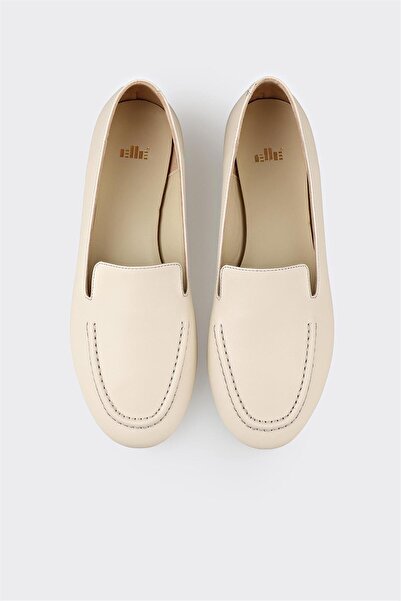 Elle Shoes Bej Deri Kadın Günlük Ayakkabı