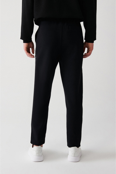 Avva Erkek Siyah İnterlok Kumaş Paçası Baskılı Eşofman Altı A32Y3457