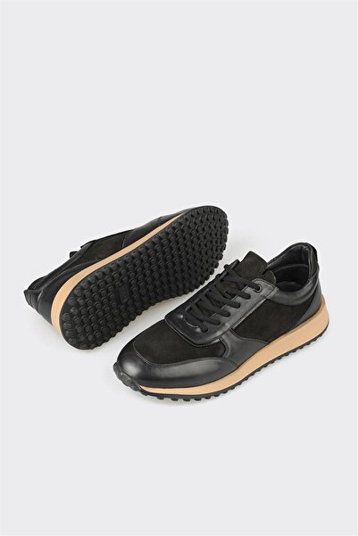 Elle Shoes Siyah Deri Erkek Spor Ayakkabı