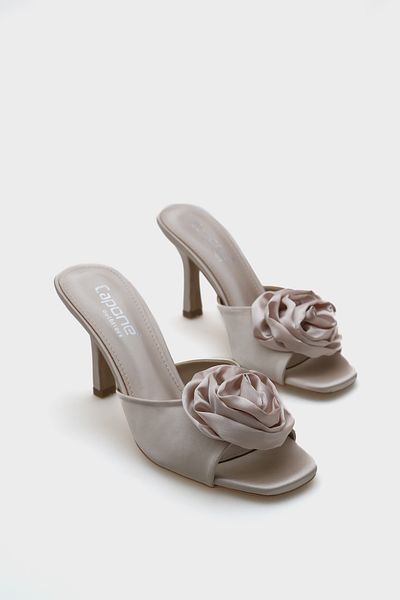 Capone Outfitters Lou Mid Heeled Floral Satin Women's Slippers