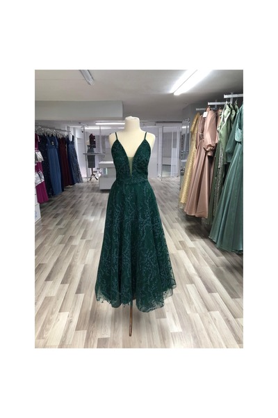 Bijutek Askılı Simli Tül Özel Gün - Mezuniyet Abiye Elbise