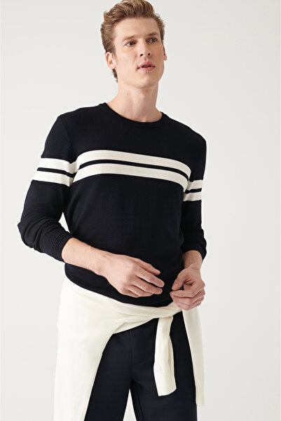 Avva Erkek Lacivert Bisiklet Yaka Yumuşak Tuşeli Triko Kazak A31Y5109