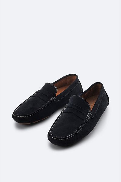 Avva Men's Navy Blue Suede Textured Casual Rok Shoes A31Y8066
