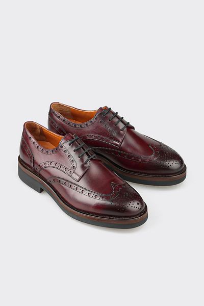 Elle Shoes Pantofi clasici pentru bărbați din piele roșie Claret