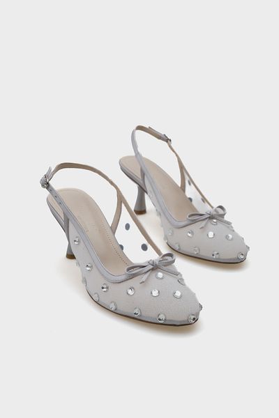 Capone Outfitters Pantofi de damă Renie Mesh Stone cu vârf rotund și curea din spate