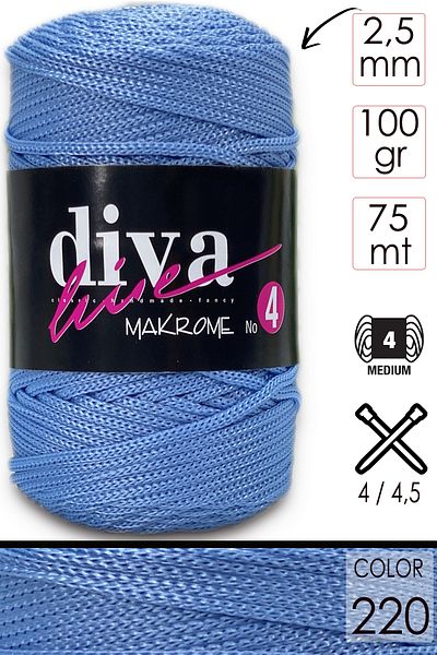 Diva İplik Diva Line Diva Macrame Σχοινί Χοντρό (αρ.: 4) 220 Baby Blue