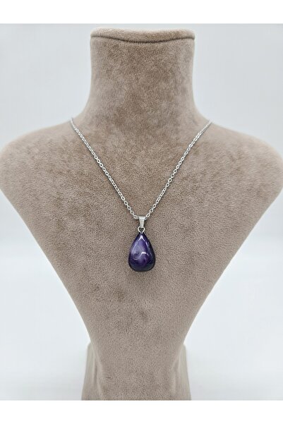 MORMEYDAN Damla Model Doğal Akik Taşı Kolye