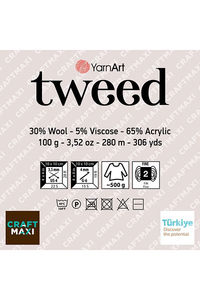 Yarnart Tweed - Μαλλί πλεξίματος στο χέρι Off-White-220