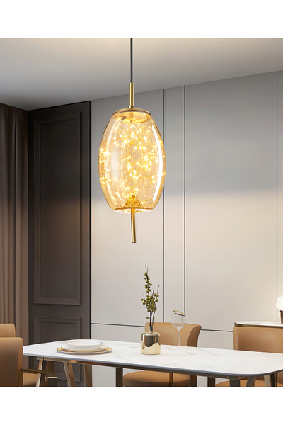 Apliqa Jasper 10 Watt 3000K Eskitme Bal Camlı Tekli Peri Led Sarkıt Avize