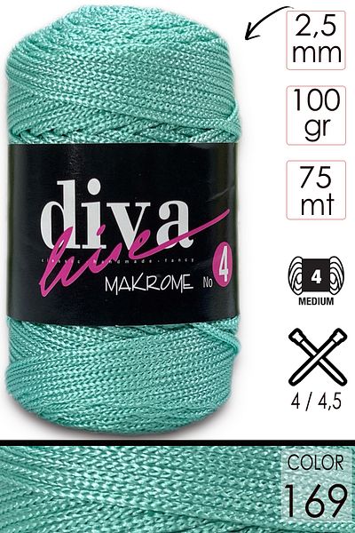 Diva İplik Diva Macrame Twine Thick (NO:4) 169 Μέντα.