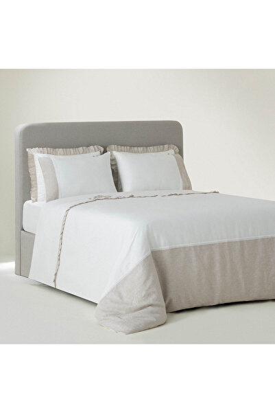 Ecocotton طقم غطاء لحاف مزدوج من Ayliz - 100% قطن عضوي، مطرز بالساتان، لون كر...