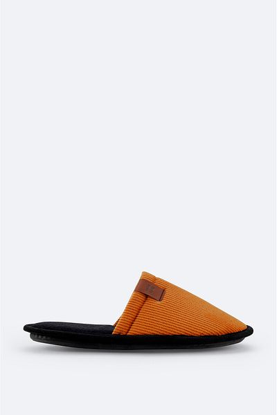 Avva Men's Orange Velvet Corded House Slippers A31y8328