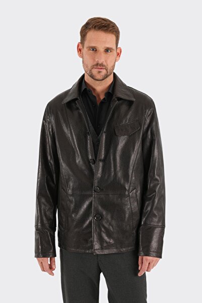 Elle Shoes Siyah Deri Erkek Ceket