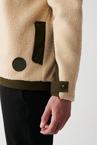 Avva Erkek Bej Yarım Fermuarlı Dik Yaka Peluş Sweatshirt A32Y1221