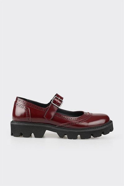 Elle Shoes Pantofi casual de damă din piele roșie Claret