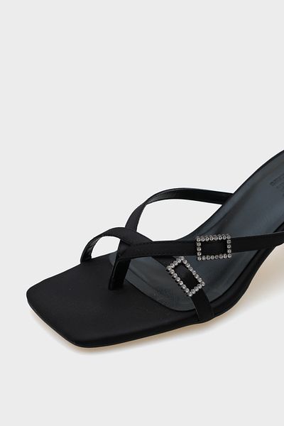 Capone Outfitters Γυναικείες παντόφλες Milena Blunt Toe με μεσαίο τακούνι με διπλή πέτρα με αγκράφα