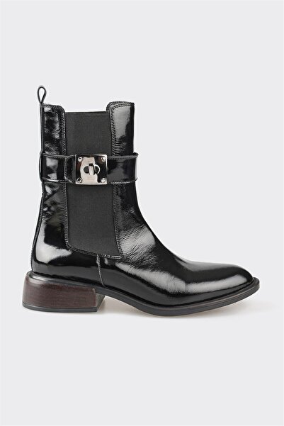 Elle Shoes Siyah Deri Kadın Klasik Bot