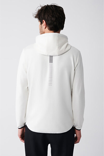 Avva Мъжки суитшърт с цип и качулка в цвят екрю A31Y1202