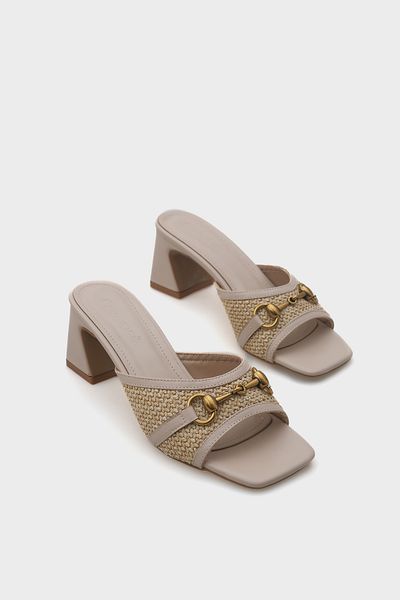Capone Outfitters Natalie Wicker Medium Heeled Wooden Buckle Women's Slippers