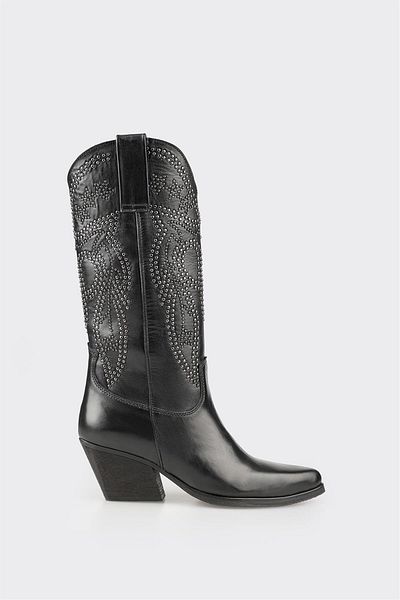 Elle Shoes Black Leather Women's Boots