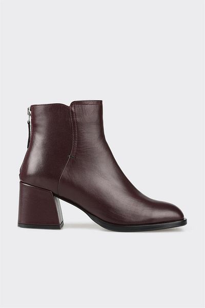 Elle Shoes Cizme clasice de damă din piele burgundă