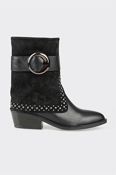 Elle Shoes Siyah Deri Kadın Bot
