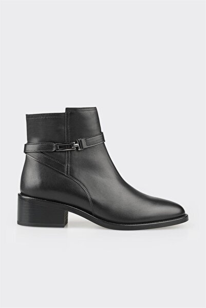 Elle Shoes Siyah Deri Kadın Klasik Bot
