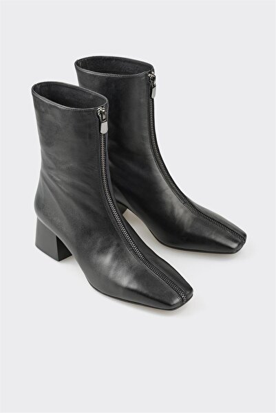 Elle Shoes Siyah Deri Kadın Klasik Bot