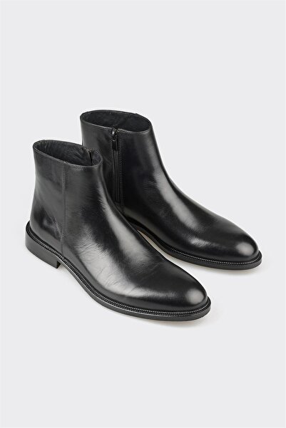 Elle Shoes Siyah Deri Erkek Klasik Bot