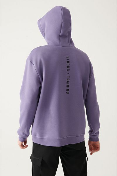 Avva Men's Lilac Hooded Printed Sweatshirt A31Y1301