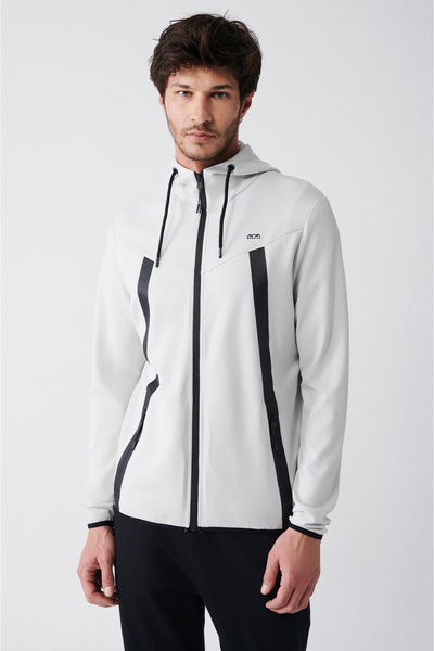 Avva Erkek Gri İnterlok Kumaş Kapüşonlu Fermuarlı Sweatshirt A31Y1202
