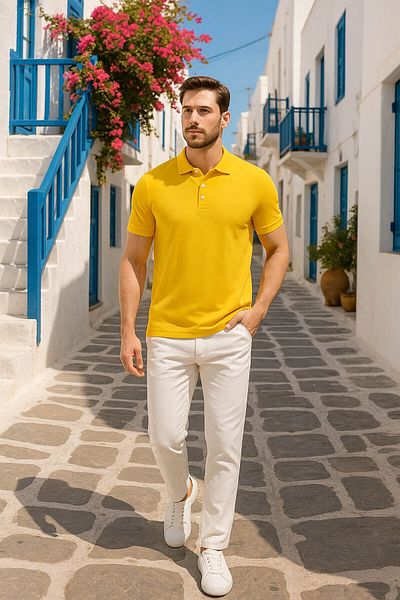 MARKAPIA Ανδρικό μπλουζάκι Polo Neck - 100% βαμβάκι
