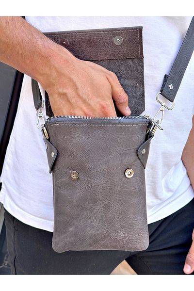 Fil Deri Genuine Leather - Magnetic - Hanger - Zippered - Shoulder Bag 1012