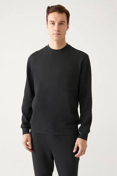 Avva Ανδρικό φούτερ Anthracite No Need Ironing Crew Neck A31y1291