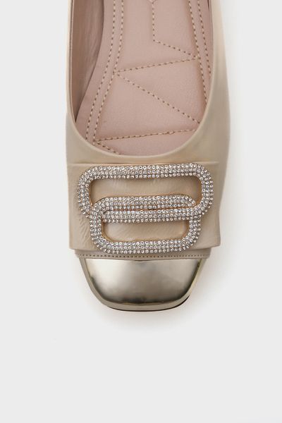 Capone Outfitters Balerini de damă Adina Blunt Toe cu cataramă de piatră în oglindă