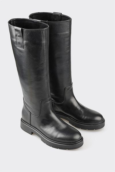 Elle Shoes Black Leather Women's Boots