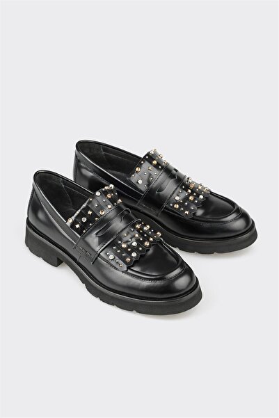 Elle Shoes Siyah Deri Kadın Günlük Ayakkabı