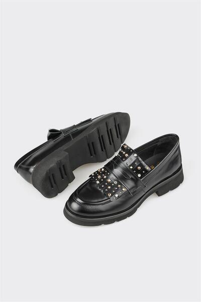 Elle Shoes Siyah Deri Kadın Günlük Ayakkabı