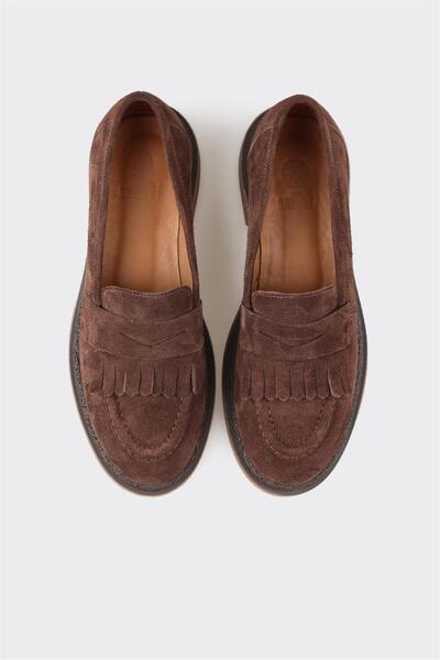 Elle Shoes Brown Leather Women's Loafer
