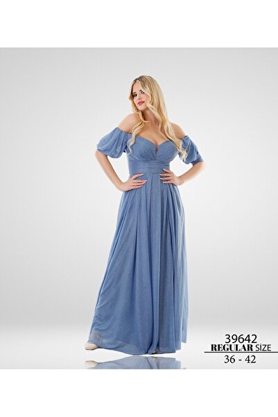 Bijutek Індіго Максі Короткий Рукав Тюлеве Плаття Спеціальний День/ Випускне ...