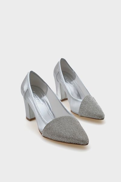 Capone Outfitters Дамски обувки Nora с остър връх, мрежеста структура и среден ток с камъни