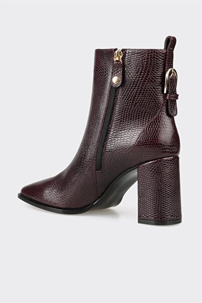 Elle Shoes Bordo Deri Kadın Klasik Bot