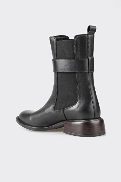 Elle Shoes Siyah Deri Kadın Klasik Bot